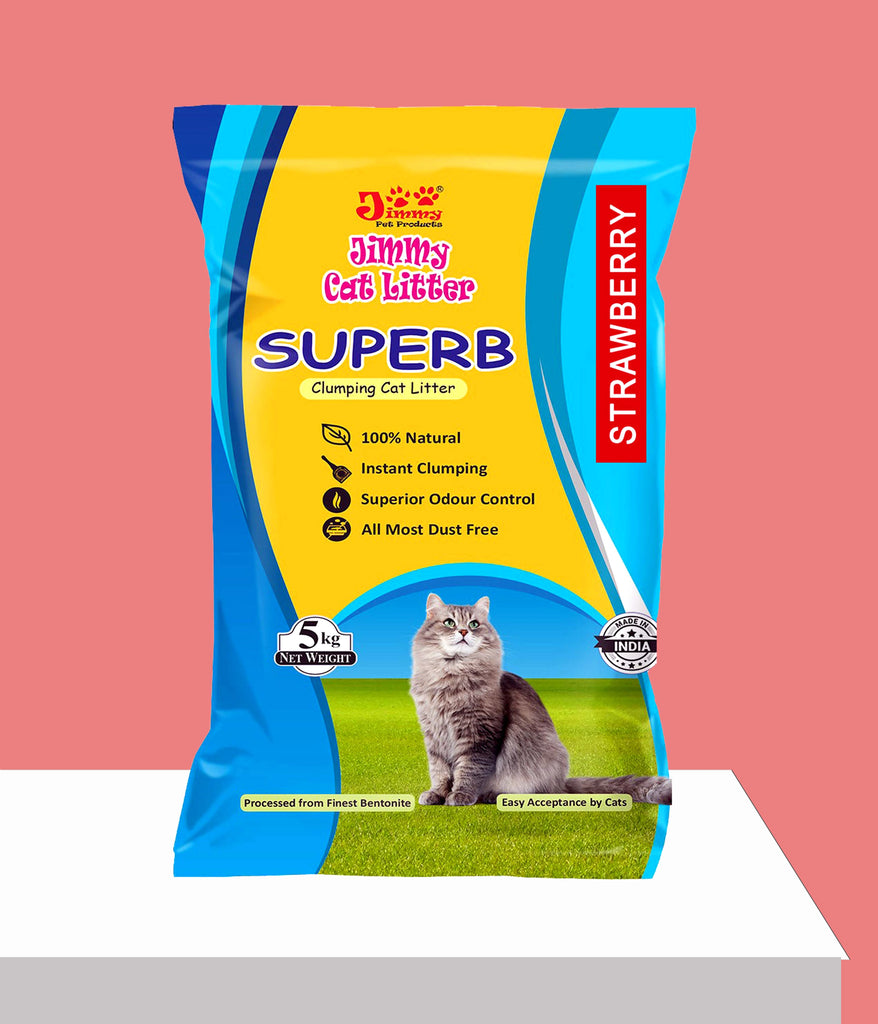 JiMMy Superb Clumping Bentonite Cat Litter Sand for cat 5 kg Strawberry Fragrance