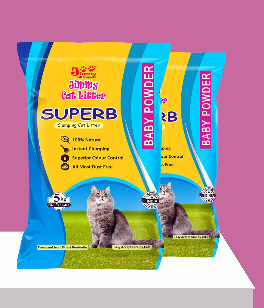 JiMMy Superb Clumping Bentonite Cat Litter Sand for cat 10 kg Baby Powder Fragrance