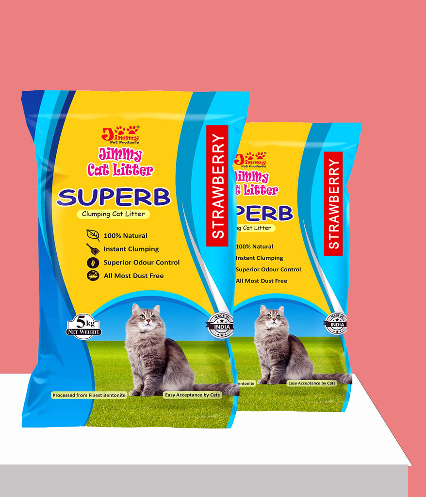 JiMMy Superb Clumping Bentonite Cat Litter Sand for cat 10 kg Strawberry  Fragrance