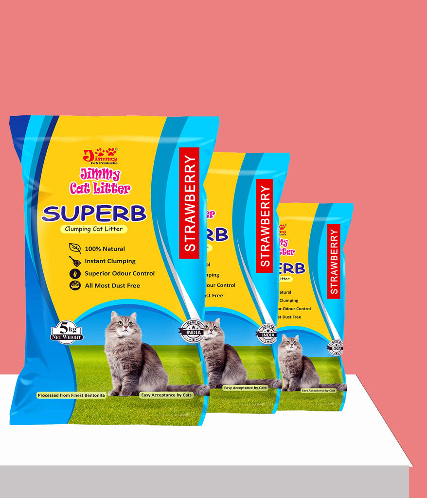 JiMMy Superb Clumping Bentonite Cat Litter Sand for cat 15 kg Strawberry  Fragrance