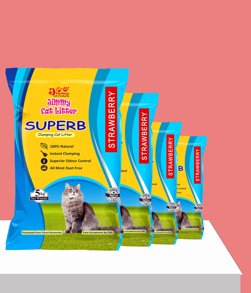 JiMMy Superb Clumping Bentonite Cat Litter Sand for cat 20 kg Strawberry r Fragrance